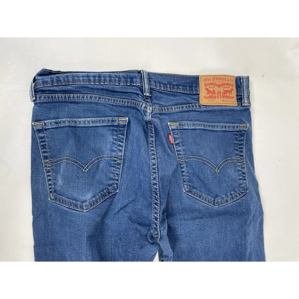 Levi Strauss 505 Patch Stretch Jeans Mens Size 35x30 Blue‎